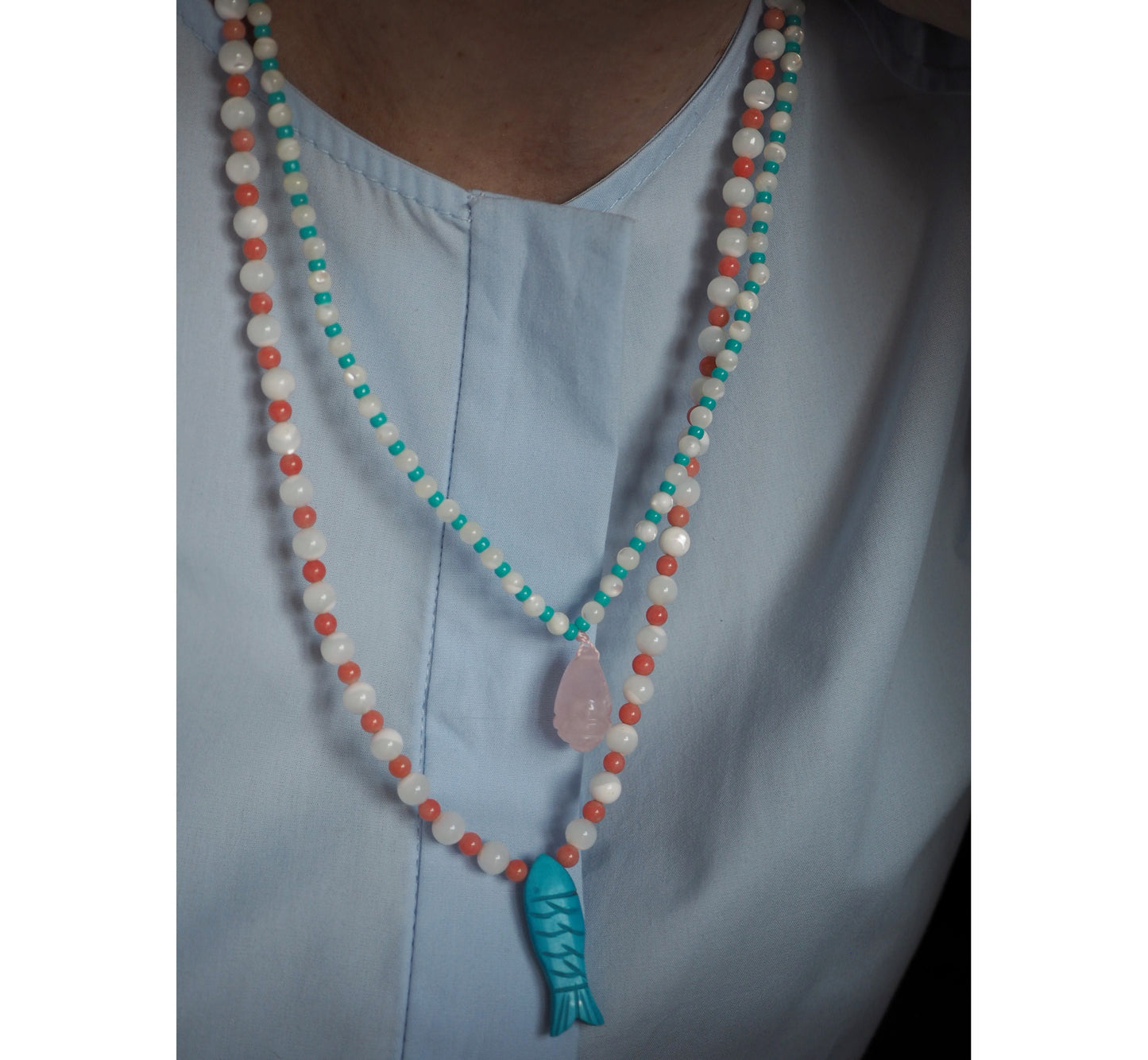 Collana Shellina quarzo rosa