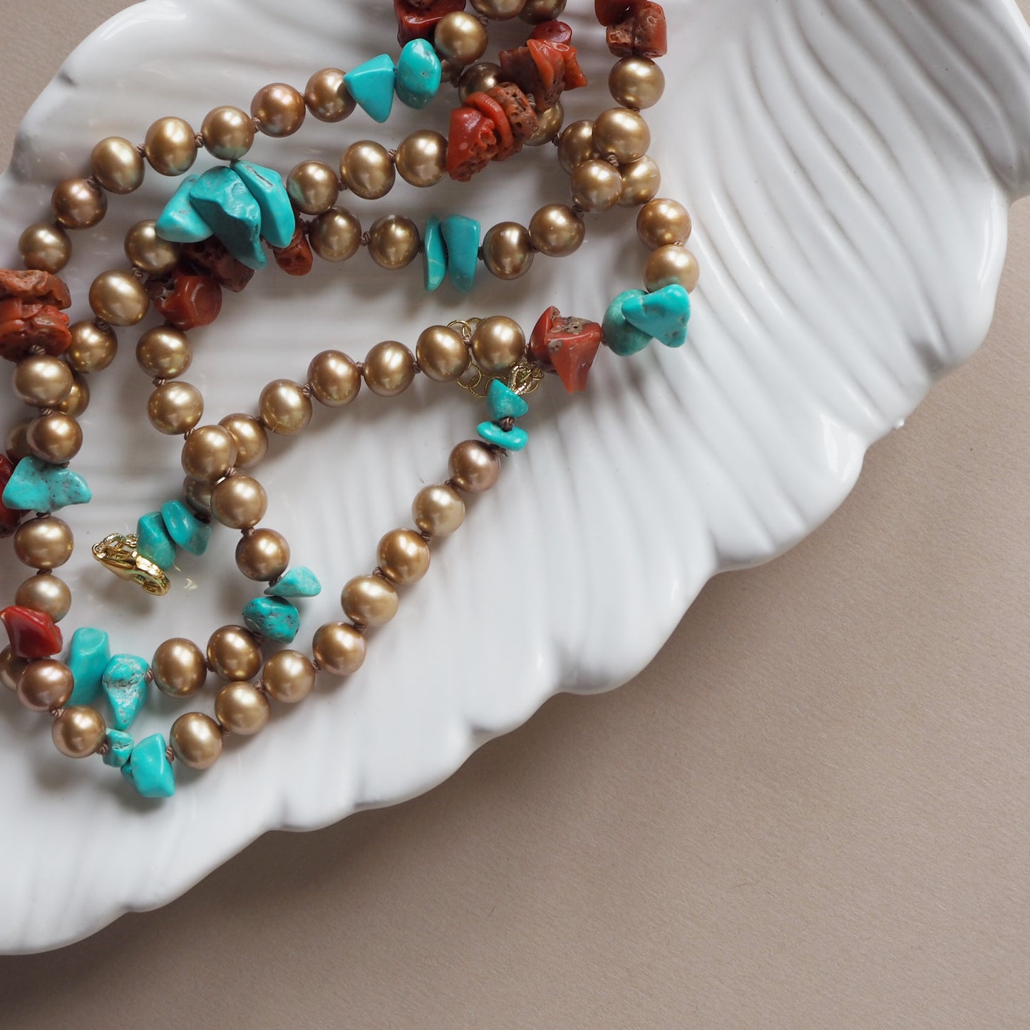 Collana Nodini perle bronzo