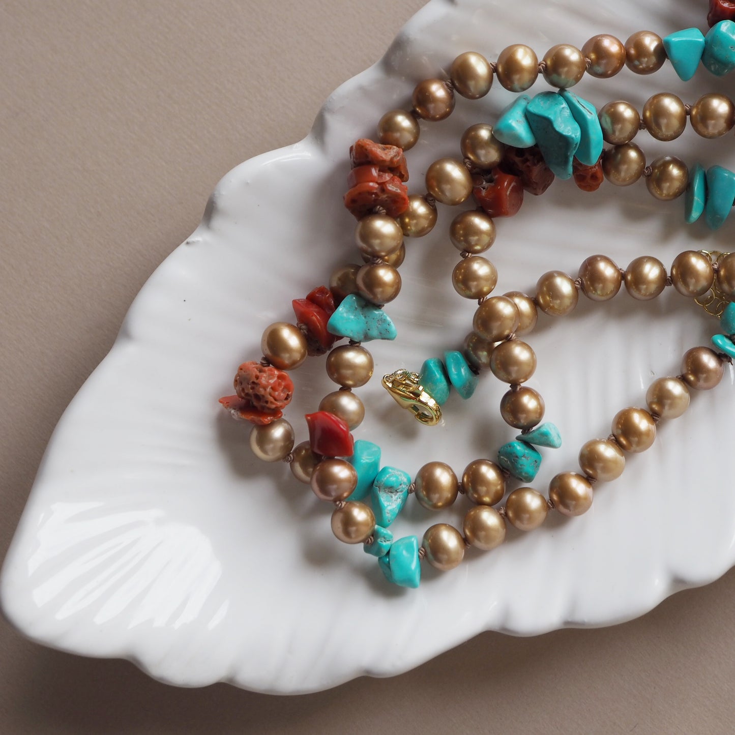 Collana Nodini perle bronzo