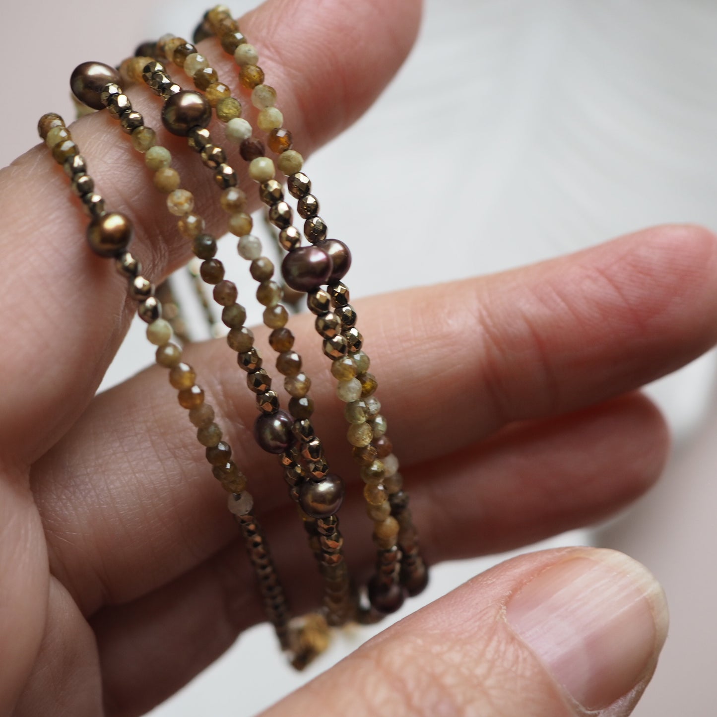 Bracciale multifilo Granato verde