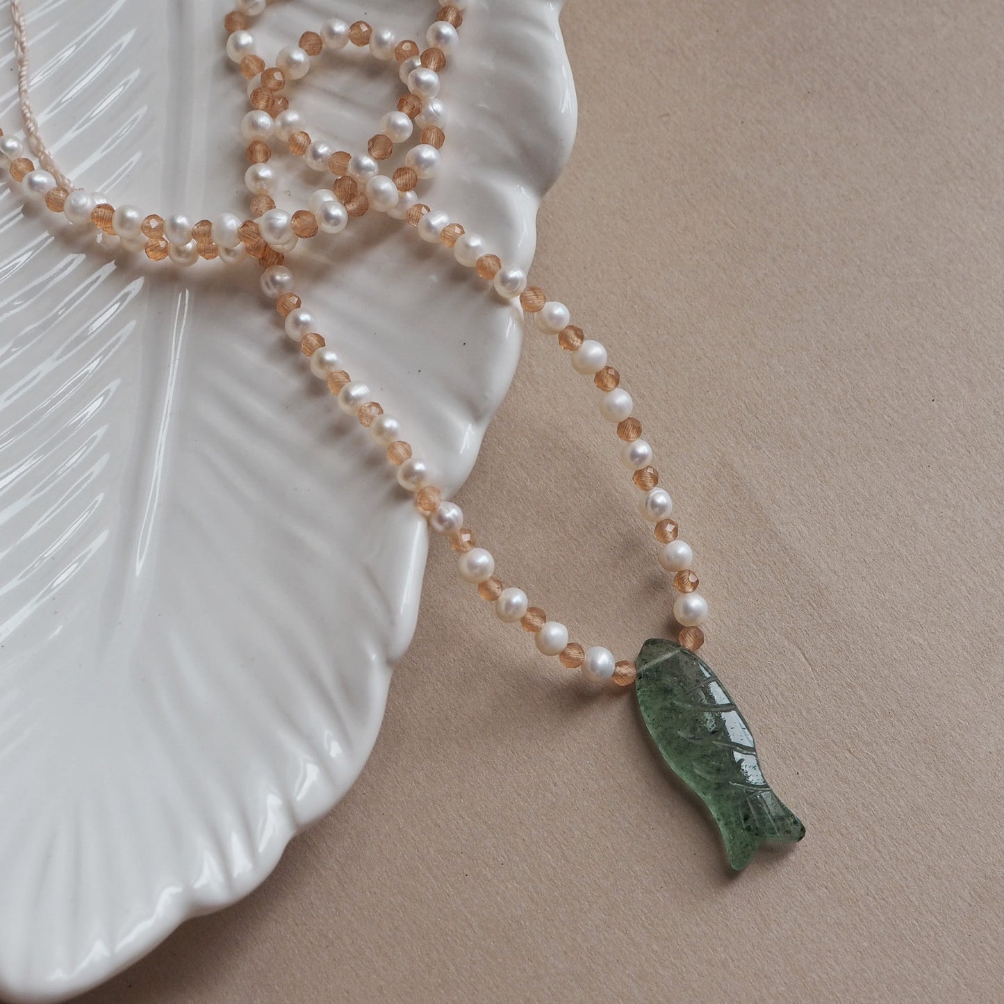 Collana Pesciolina Perle Verde cherry