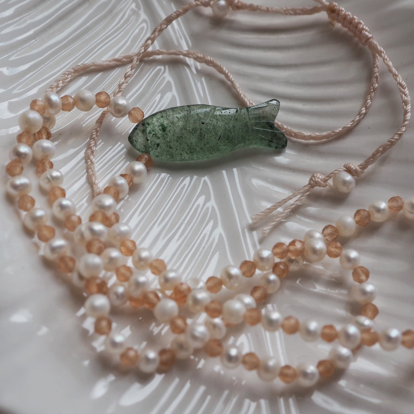 Collana Pesciolina Perle Verde cherry