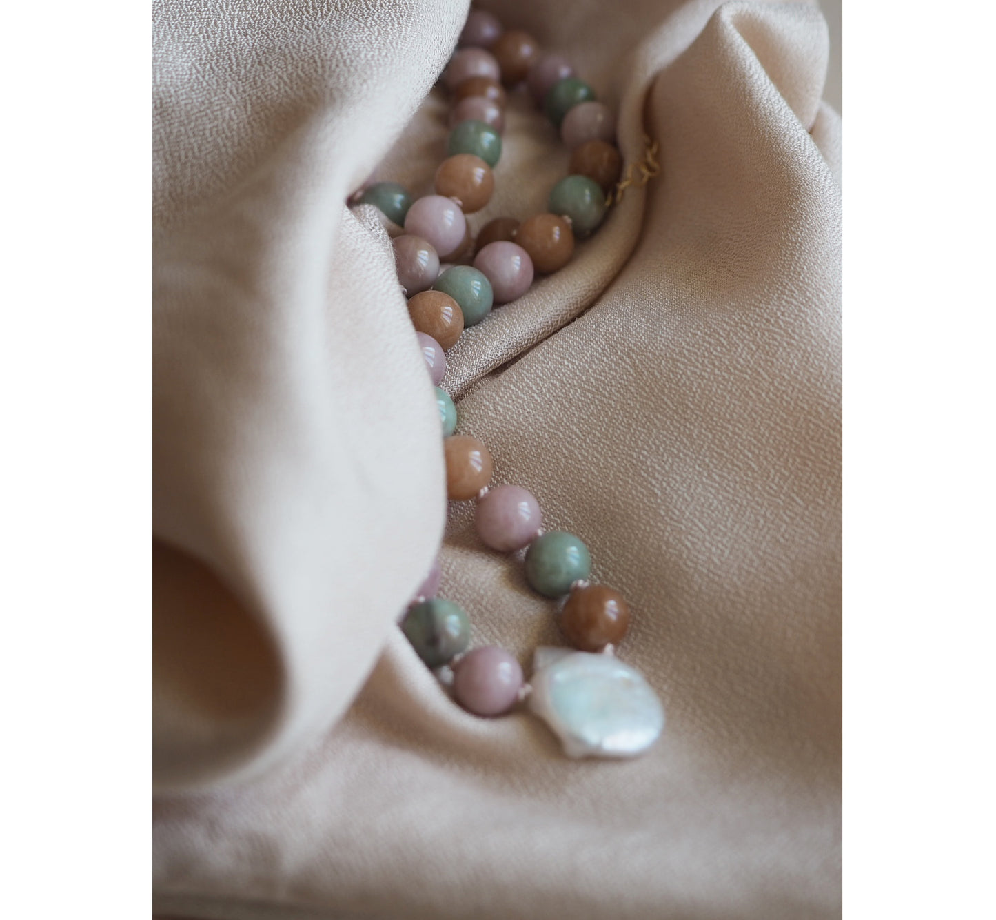 Collana Nodini Kunzite Perla