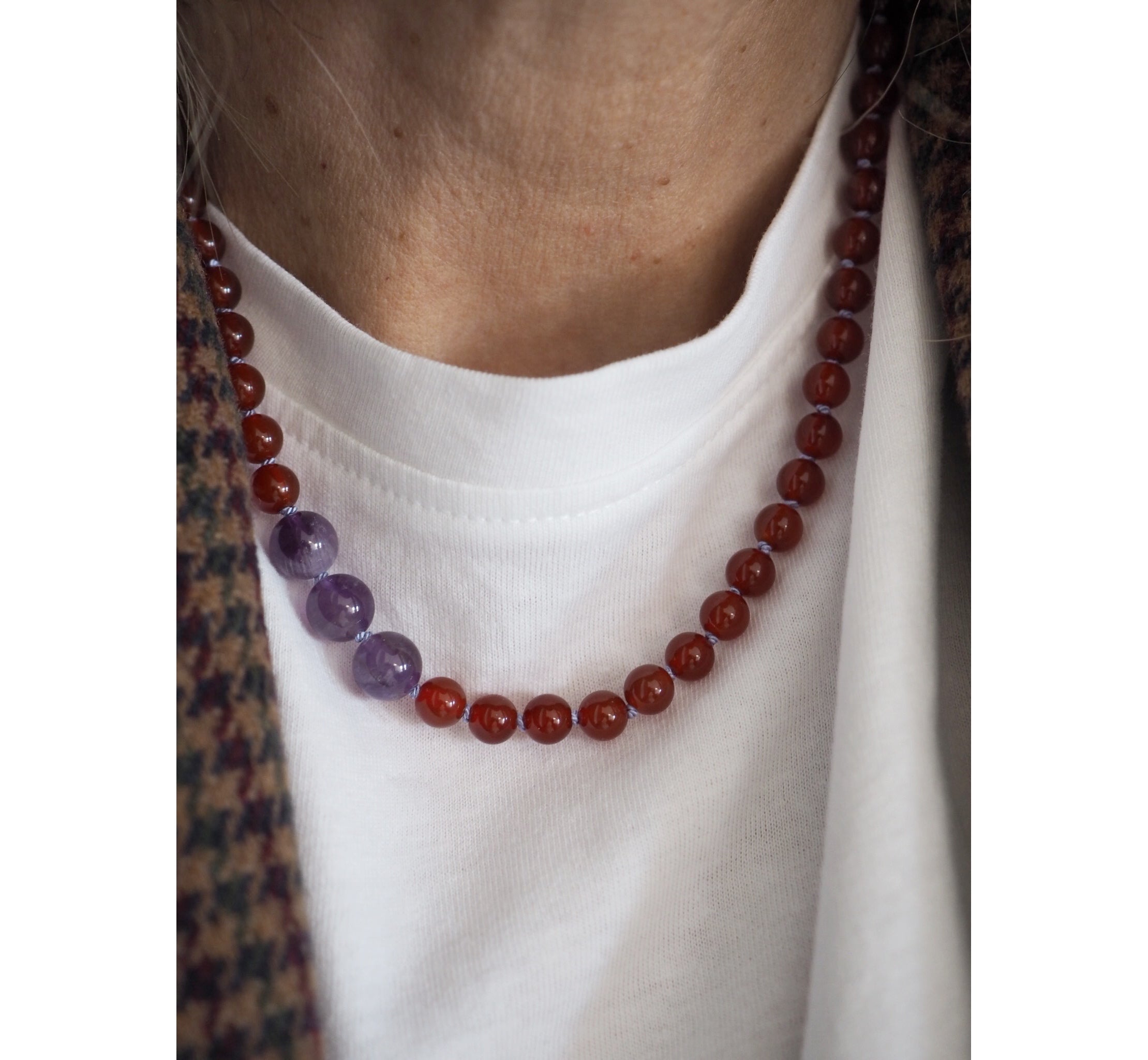 Collana Nodini corniola ametista