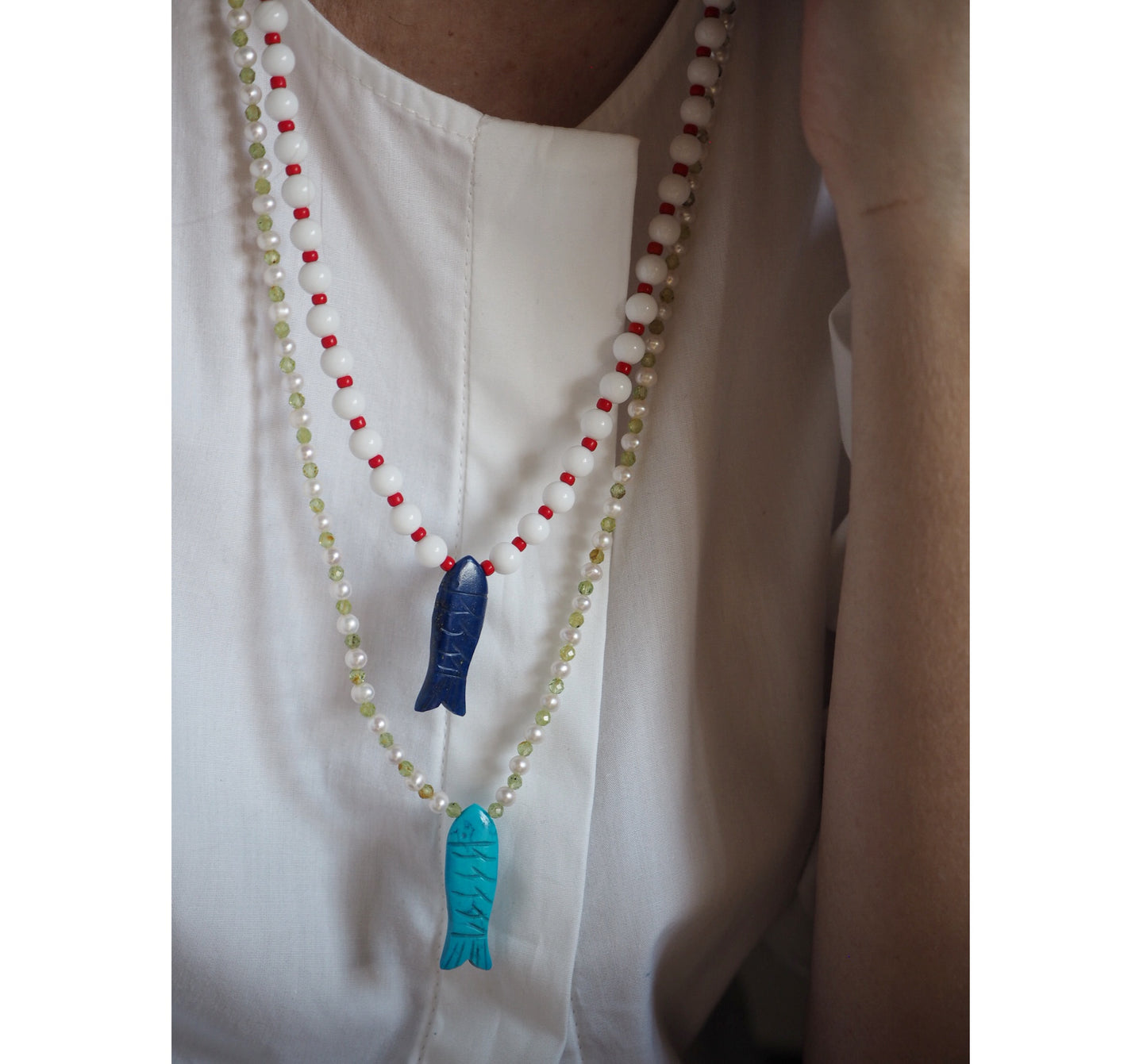 Collana Pesciolina Perle turchese