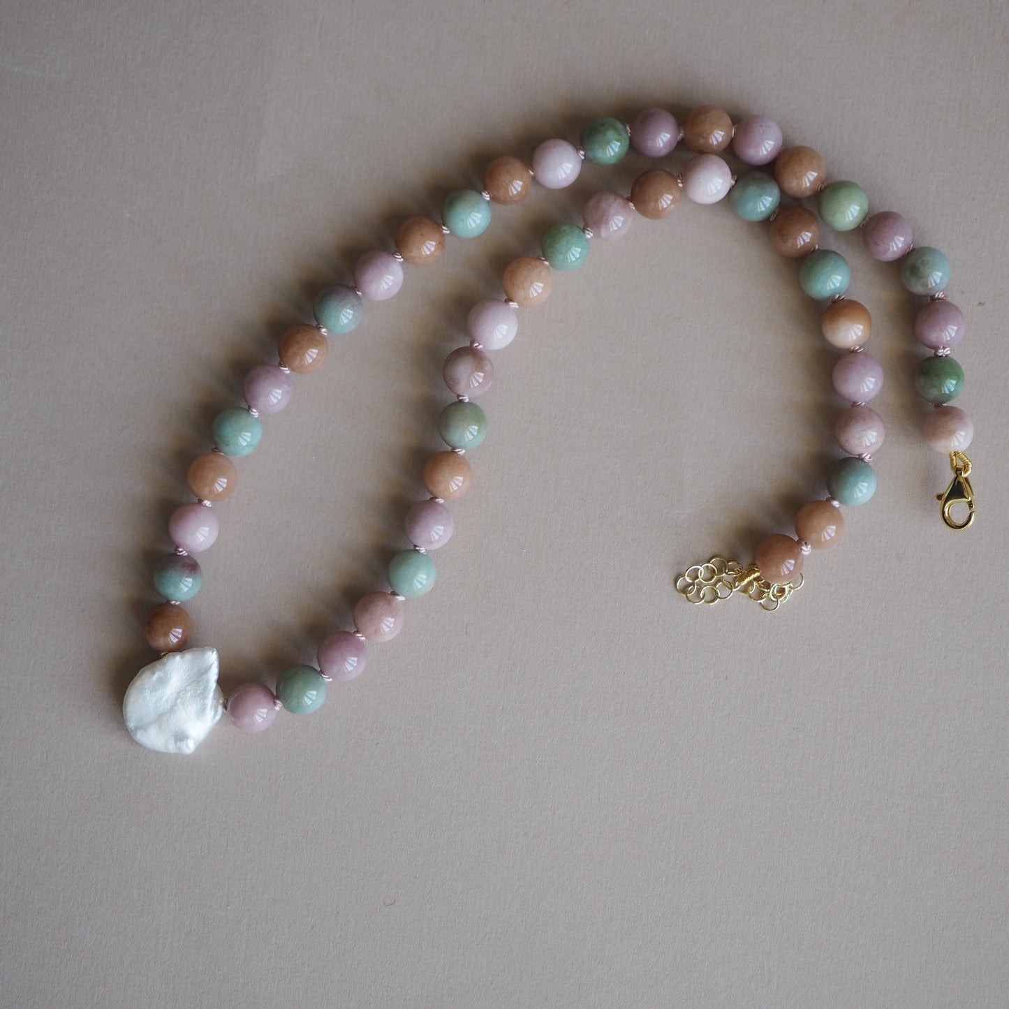 Collana Nodini Kunzite Perla