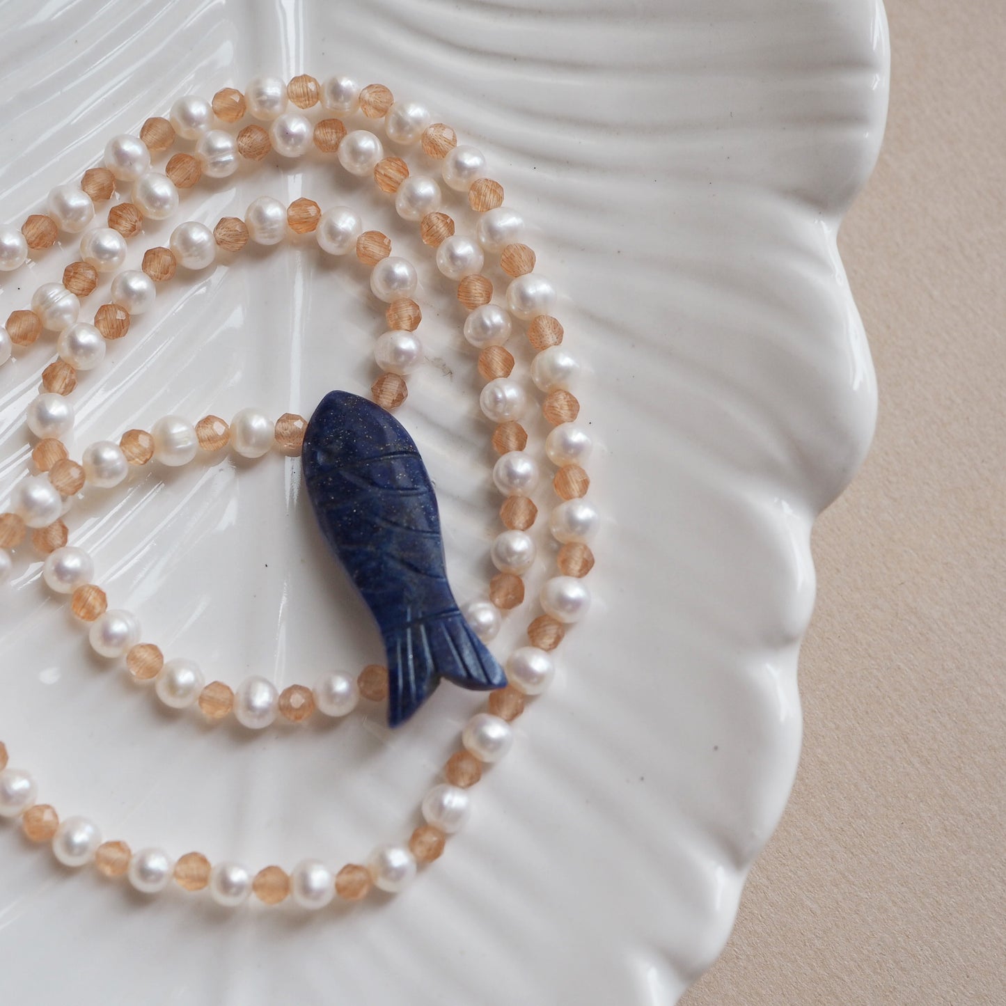 Collana Pesciolina Perle Lapis