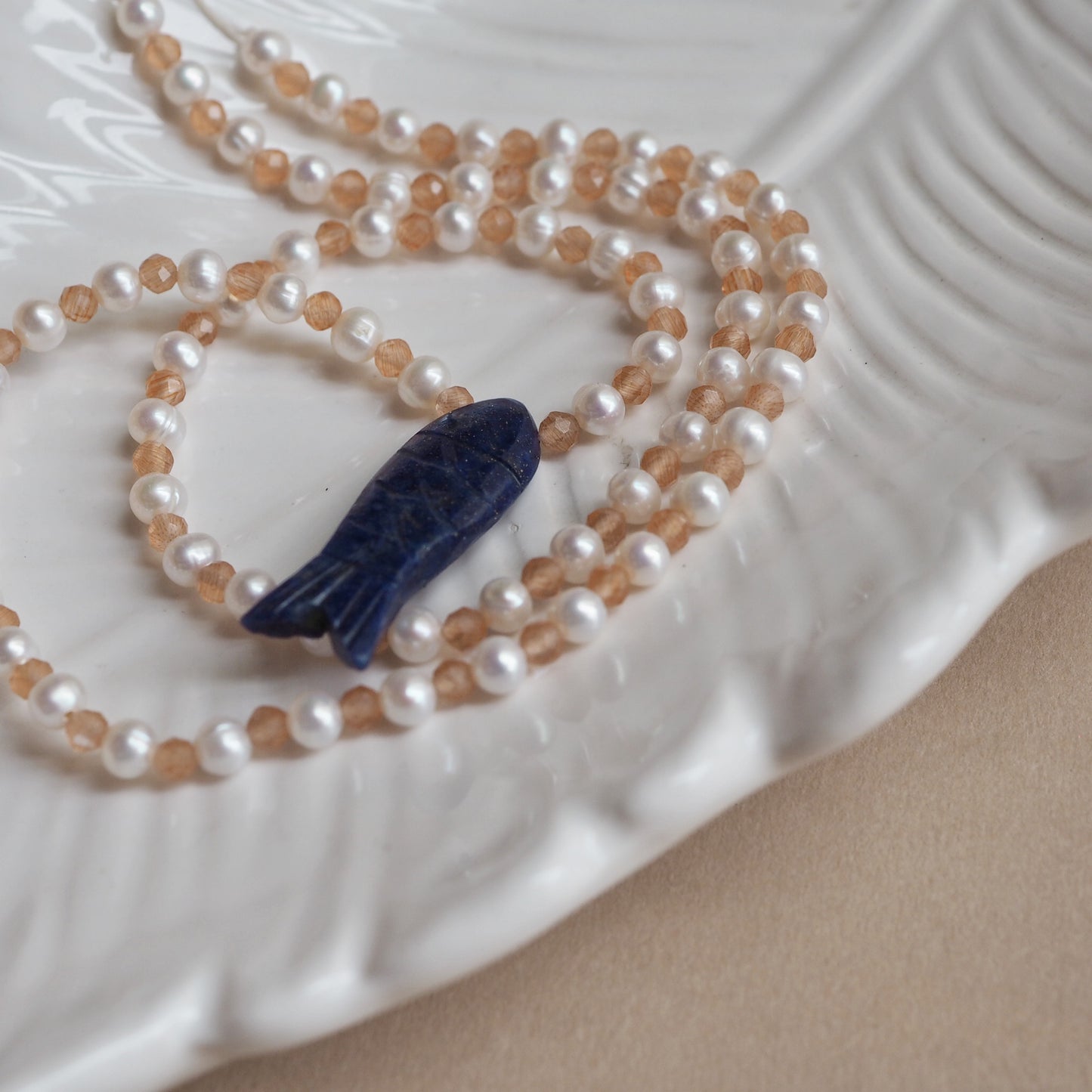 Collana Pesciolina Perle Lapis