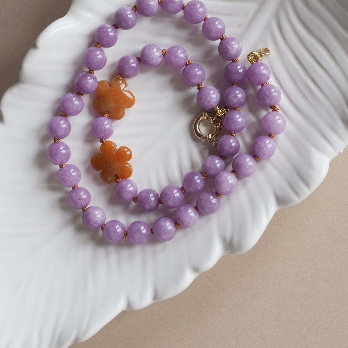 Collana Nodini Fiori arancio