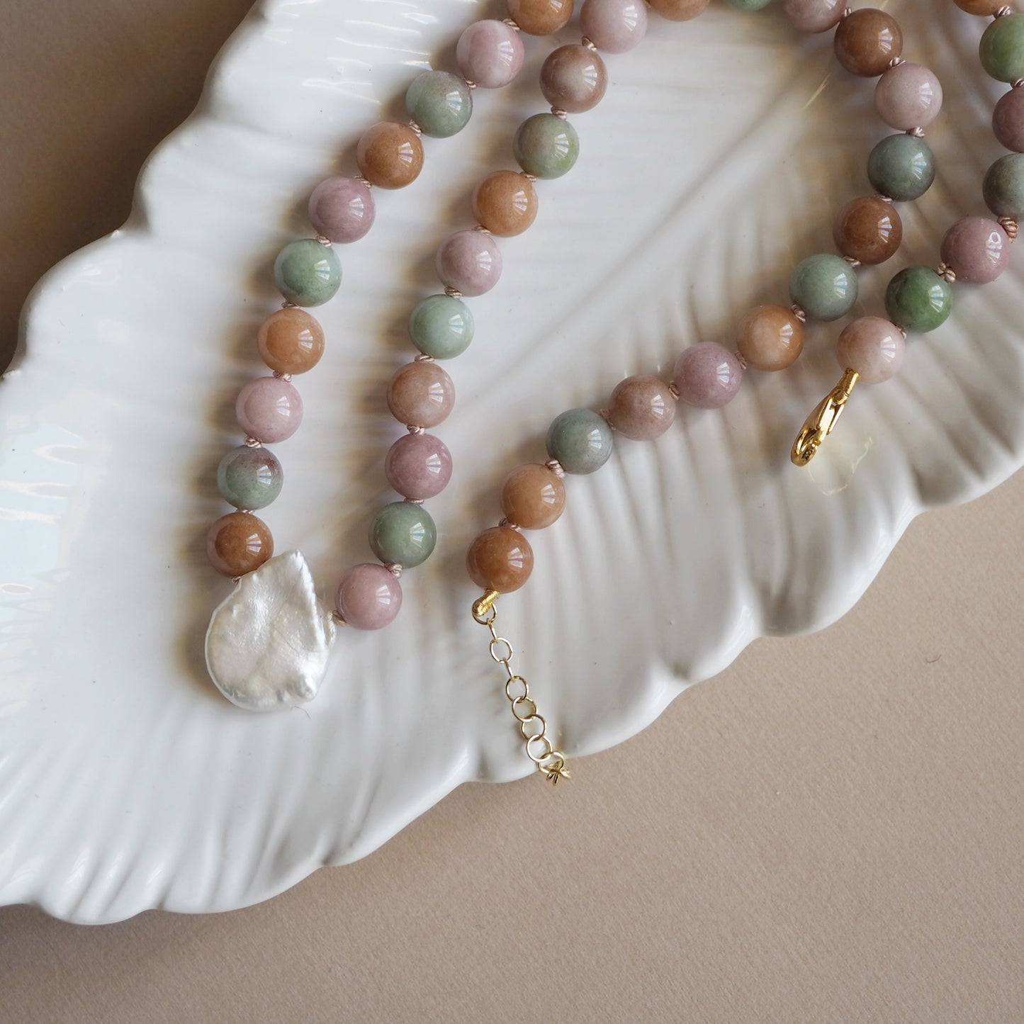 Collana Nodini Kunzite Perla