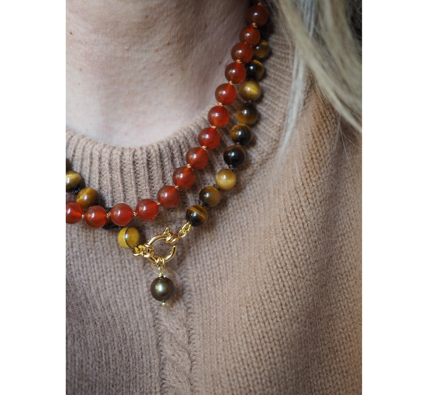 Collana Nodini occhio di tigre