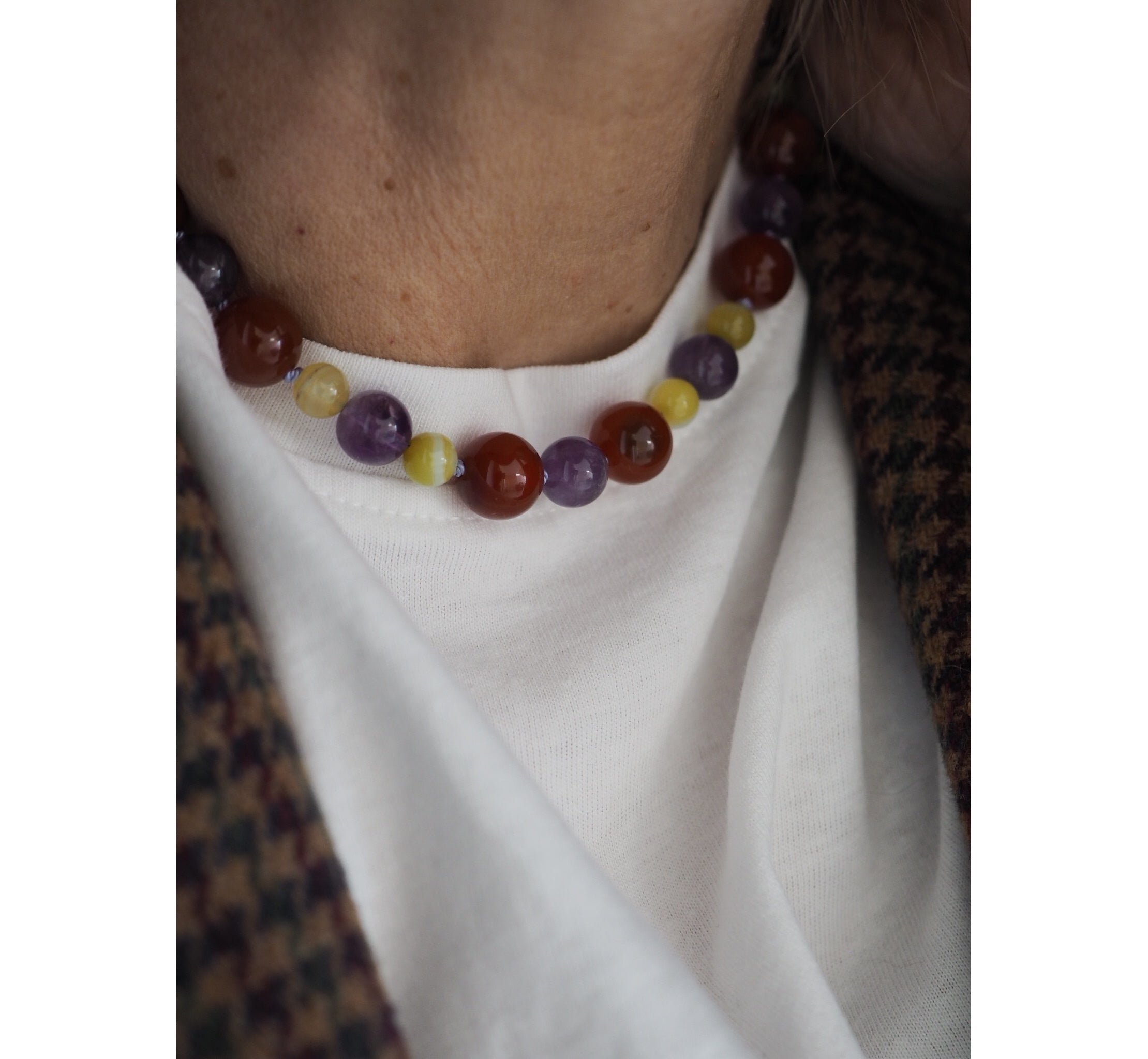 Collana Nodini Corniola Agata