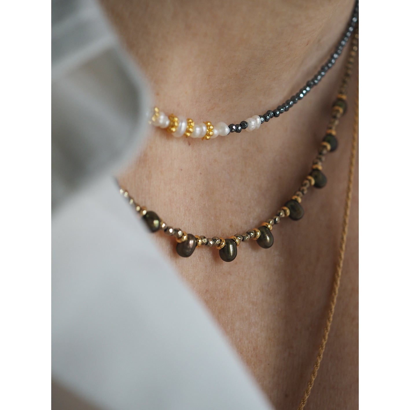 Collana Goccioline Perla Verde