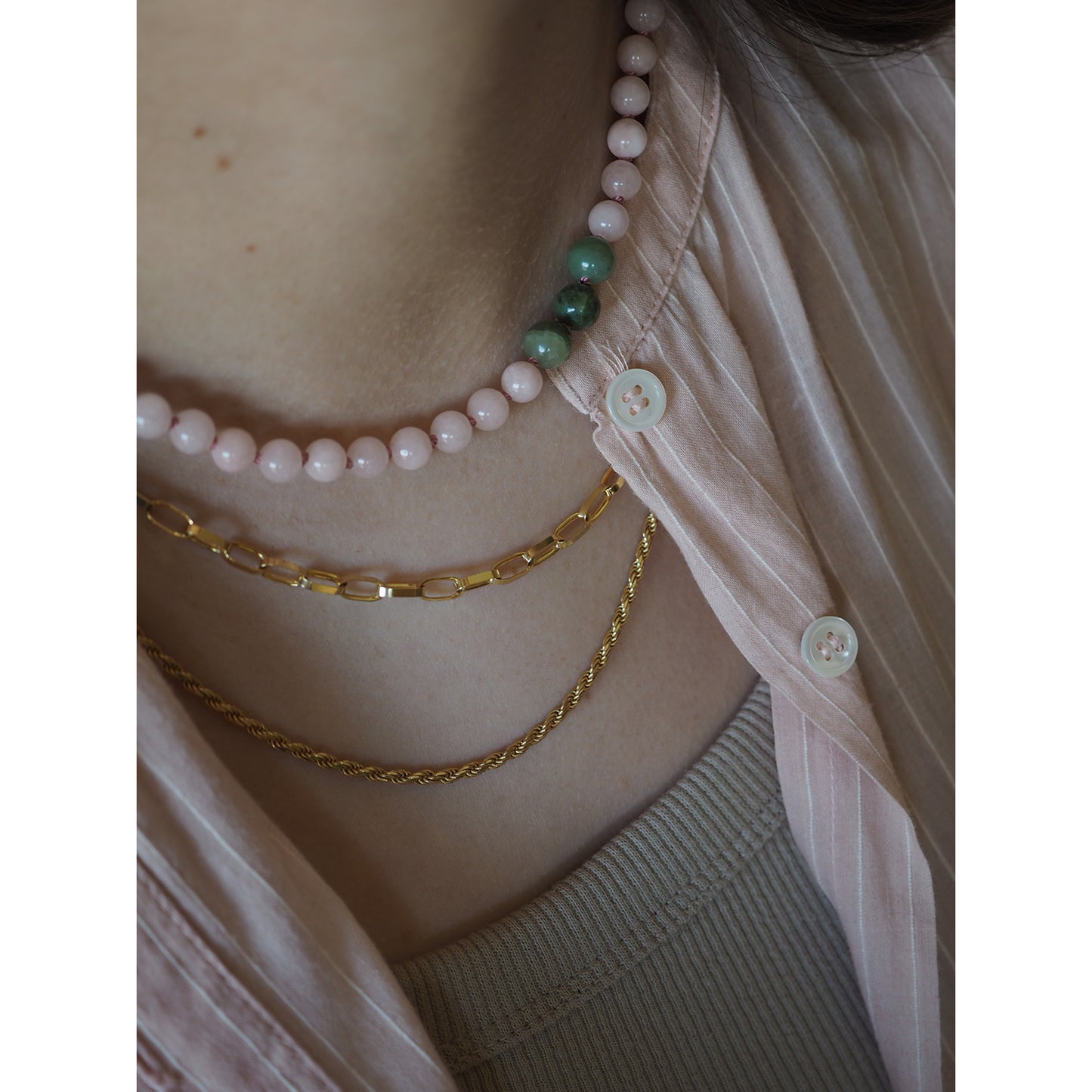 Collana Nodini morganite rosa