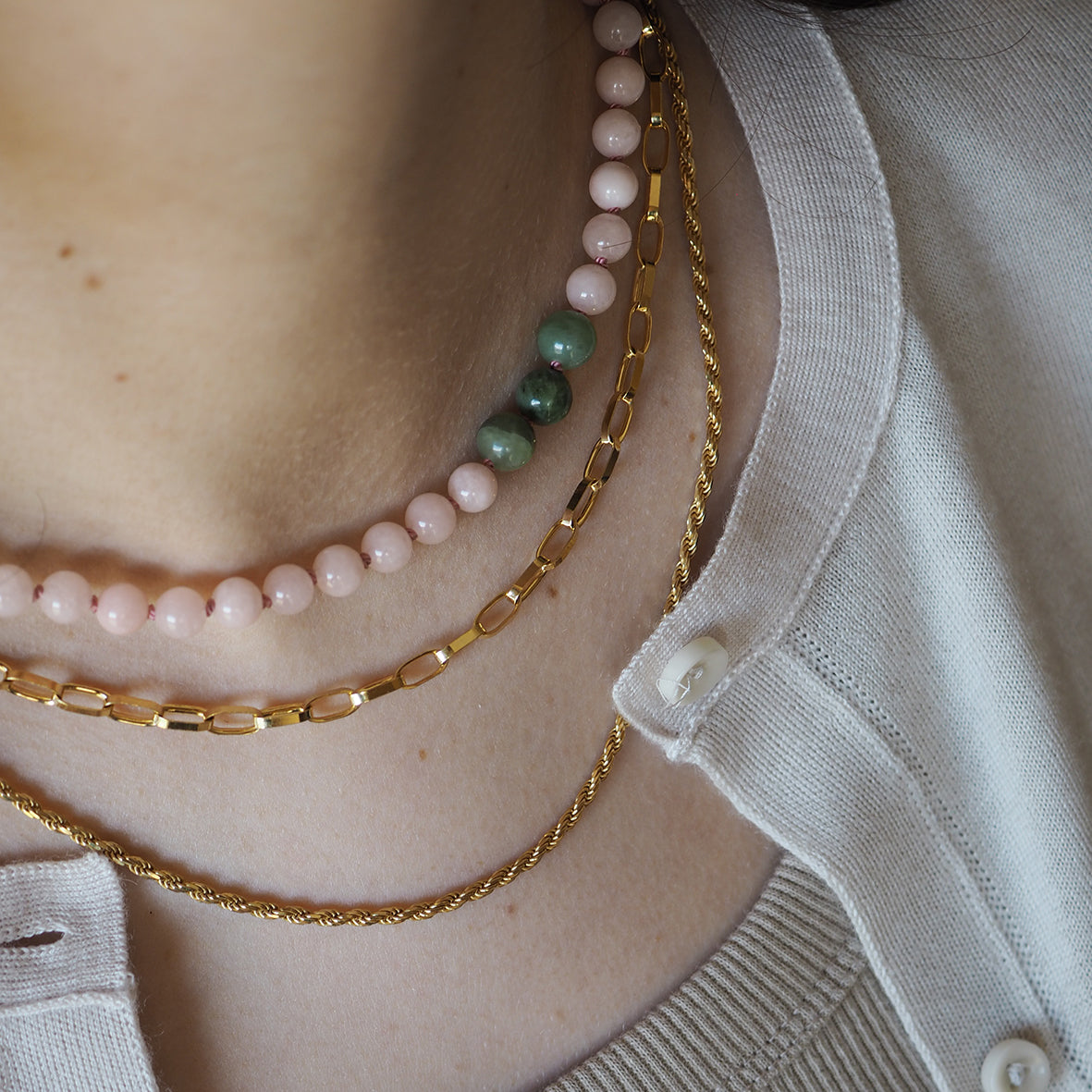 Collana Nodini morganite rosa