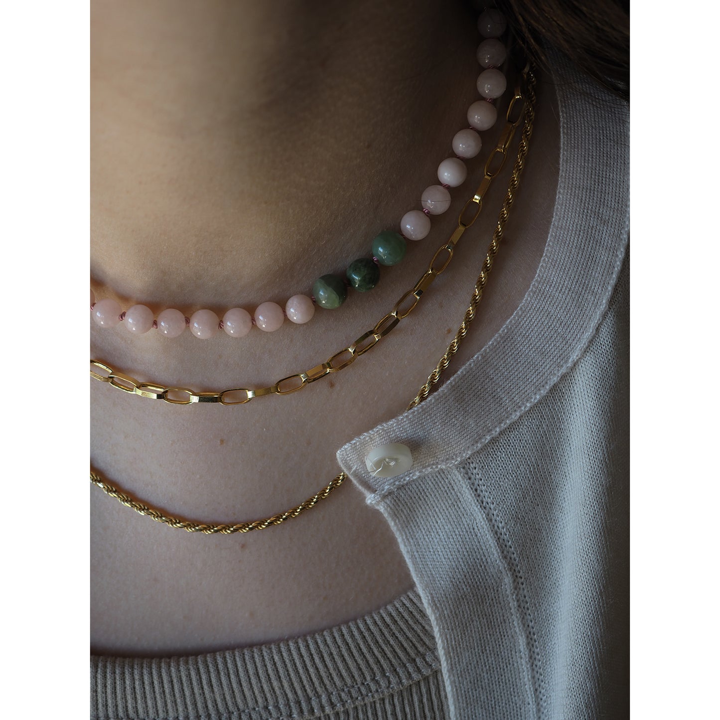 Collana Nodini morganite rosa