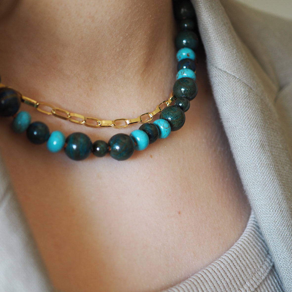 Collana Nodini crisocolla
