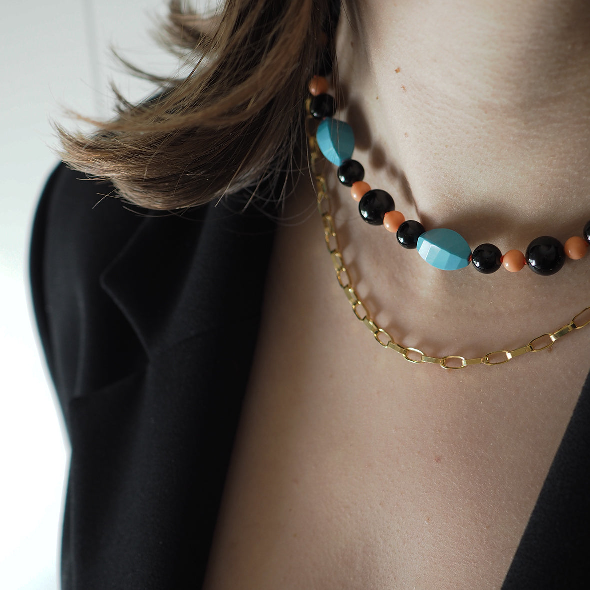 Collana Nodini onice turchese