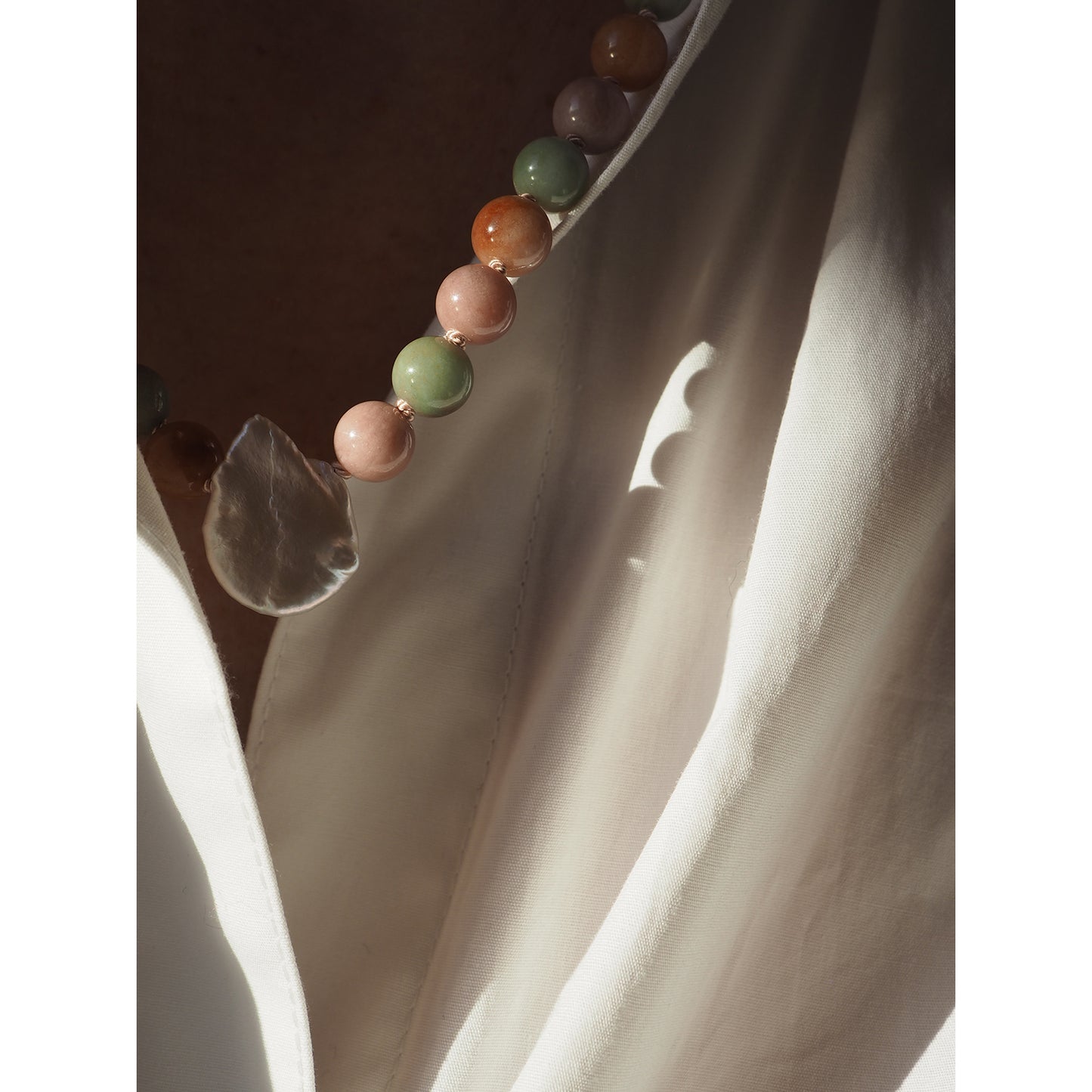 Collana Nodini Kunzite Perla