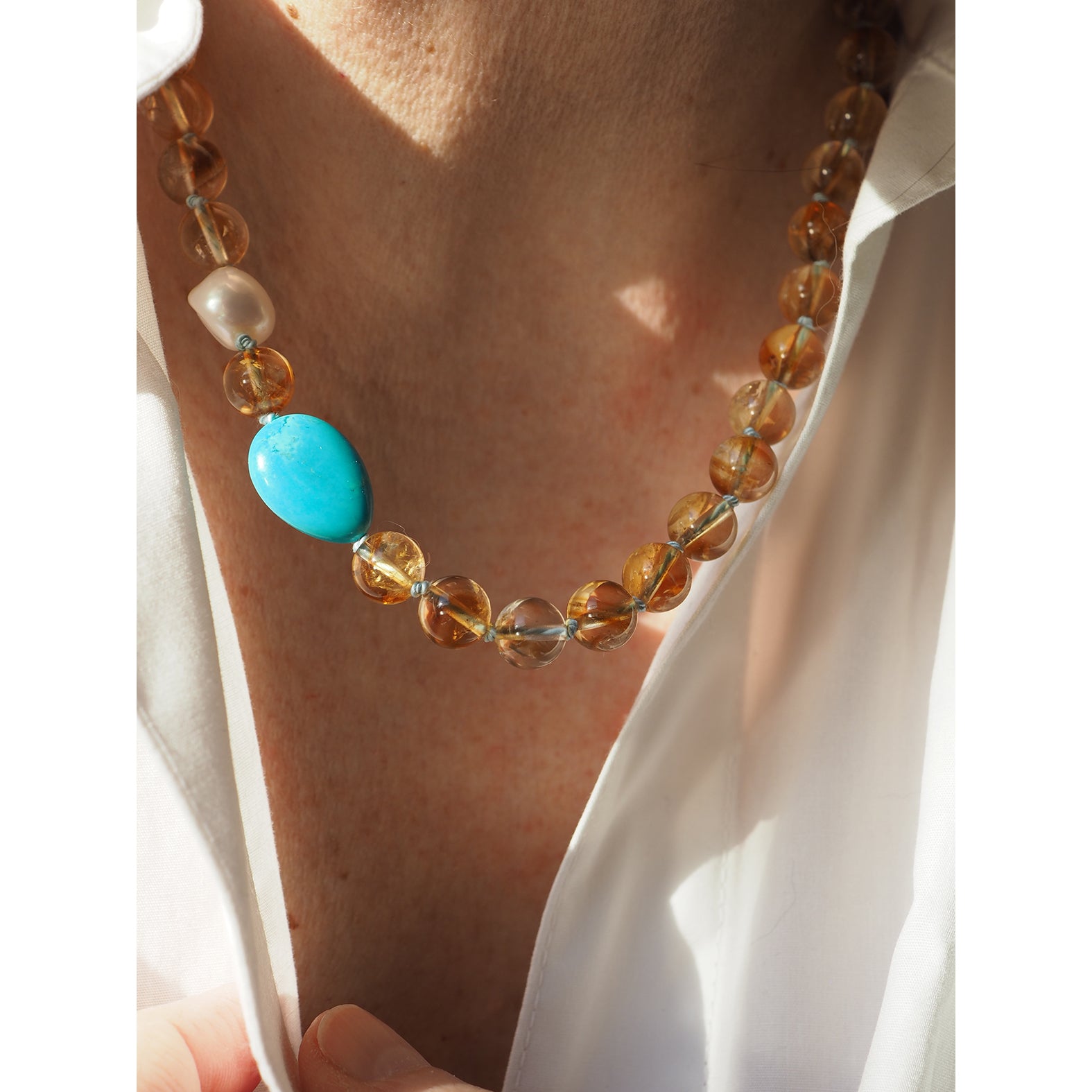 Collana Nodini quarzo rutilato