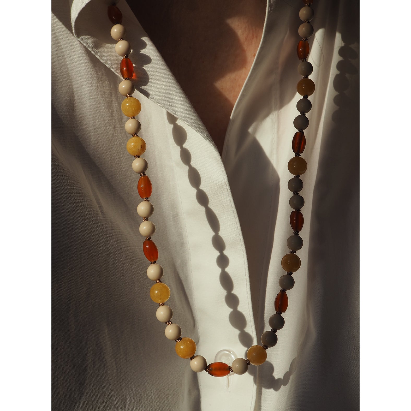 Collana Nodini Giada gialla Corniola