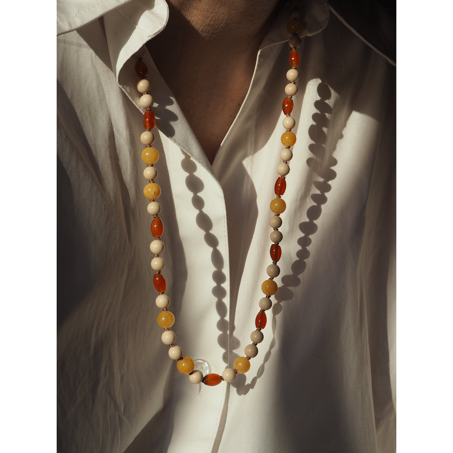 Collana Nodini Giada gialla Corniola