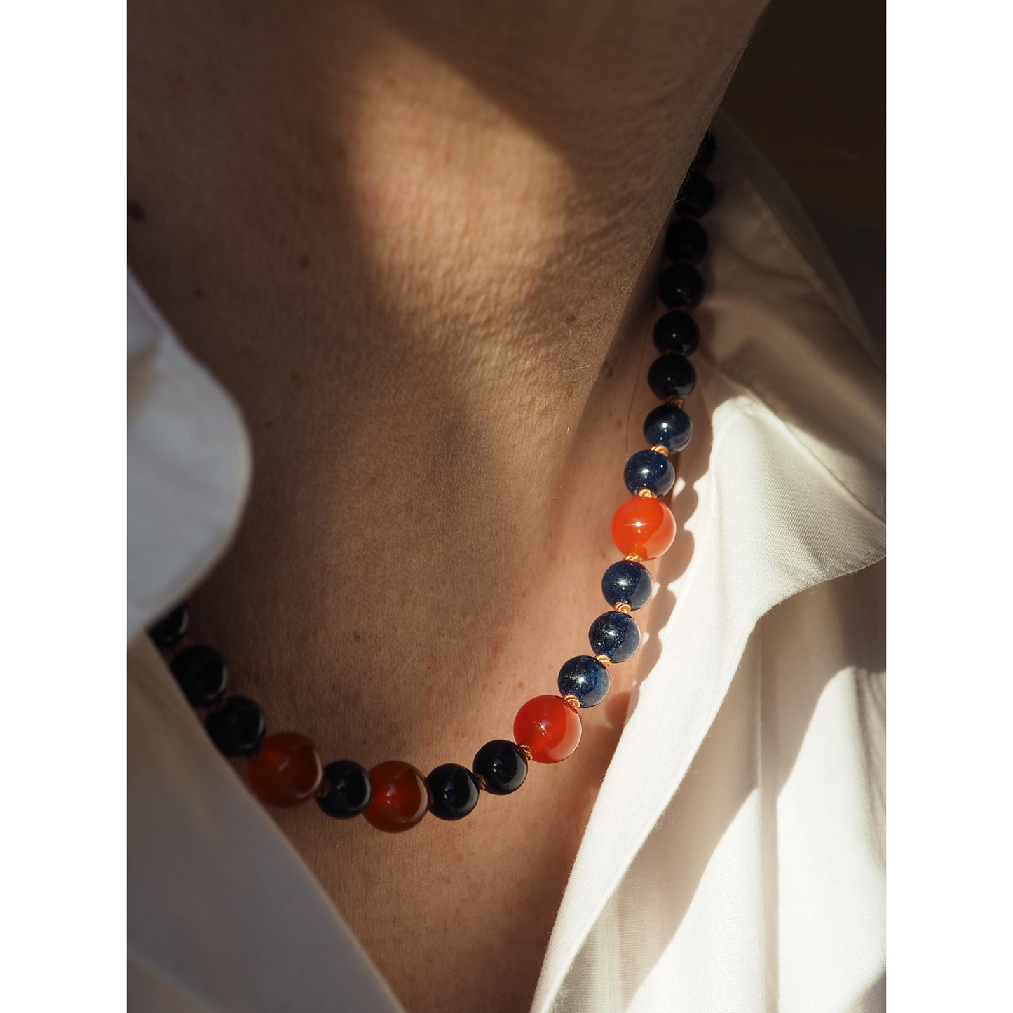 Collana Nodini Giada blu