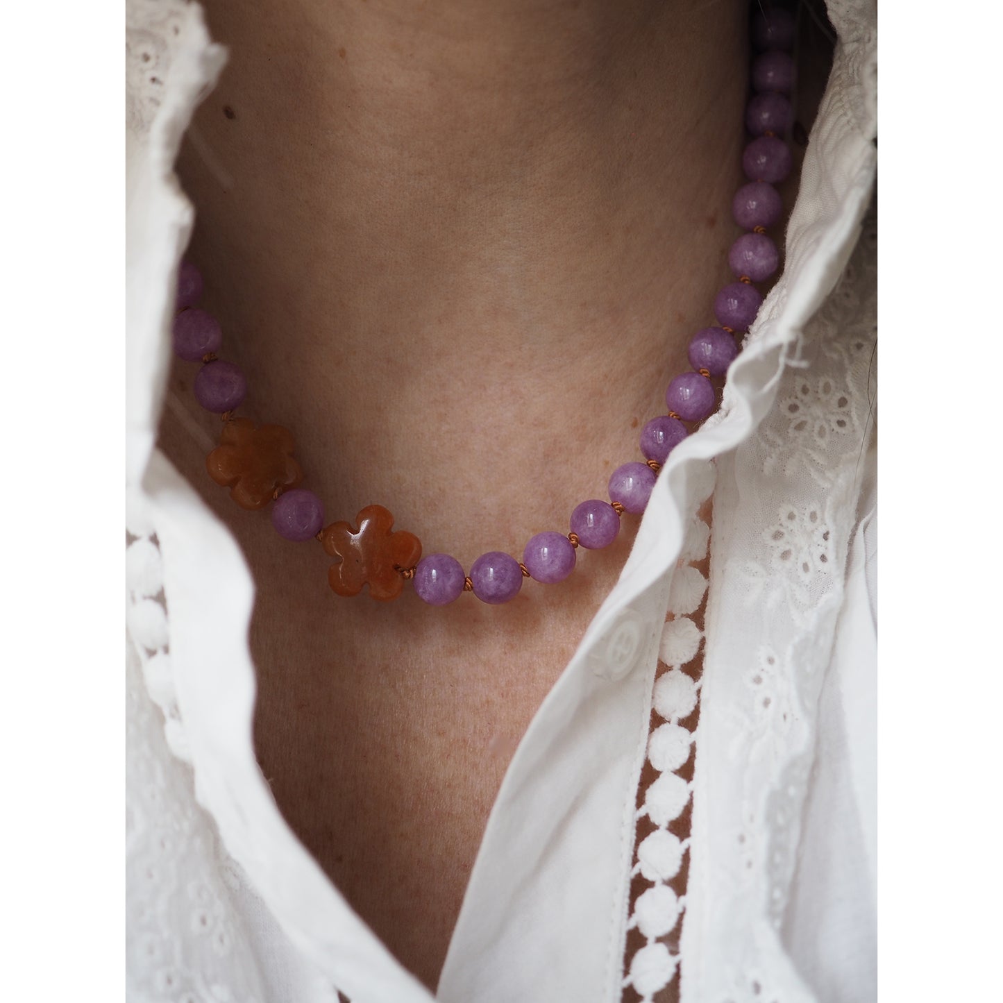Collana Nodini Fiori arancio
