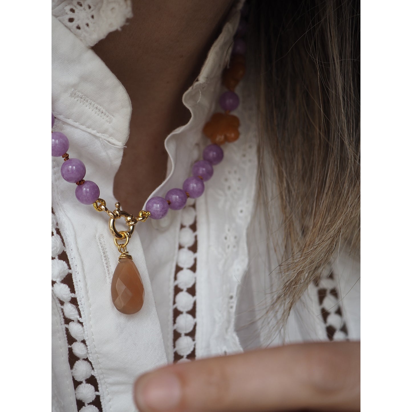 Collana Nodini Fiori arancio