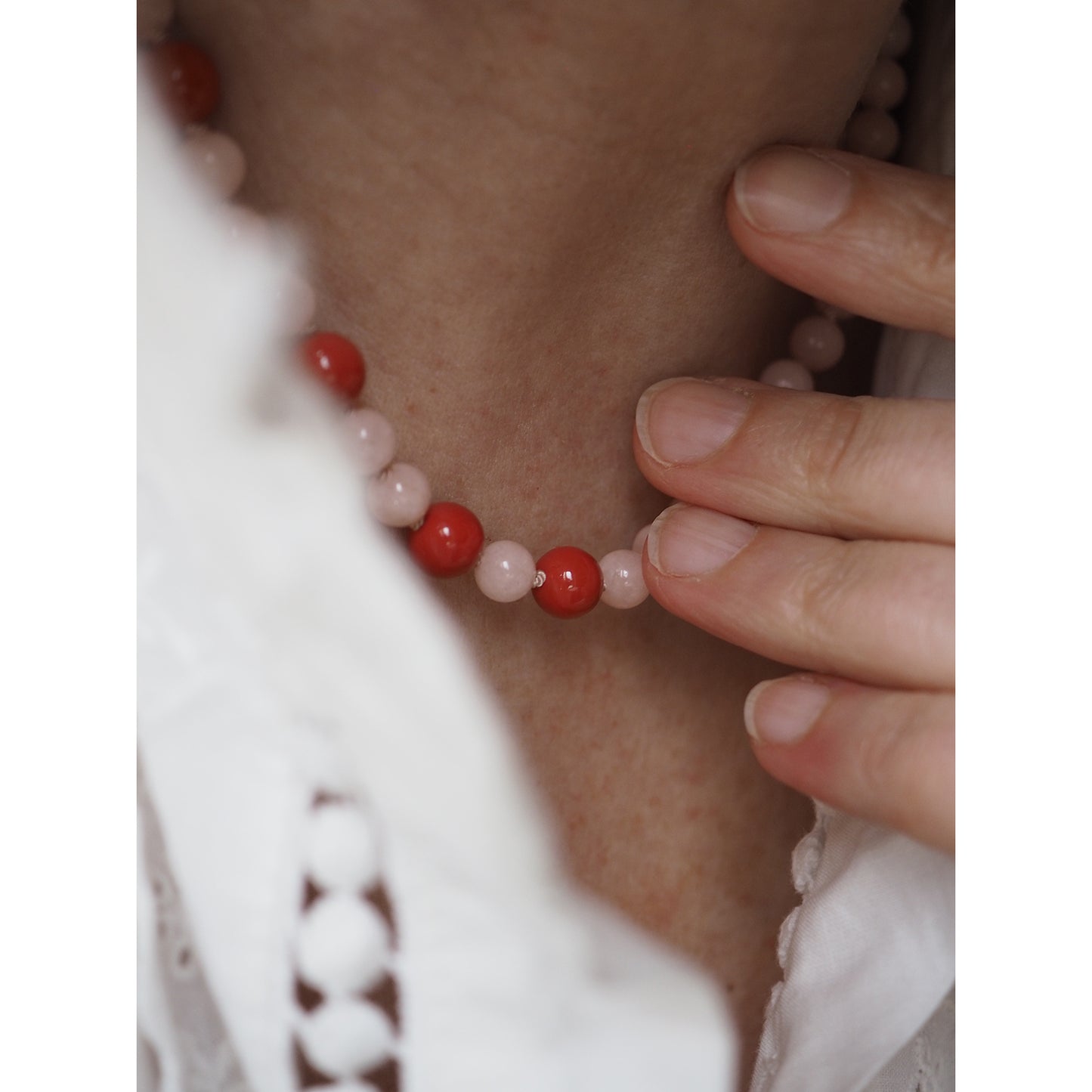 Collana Nodini Rosa Rosso
