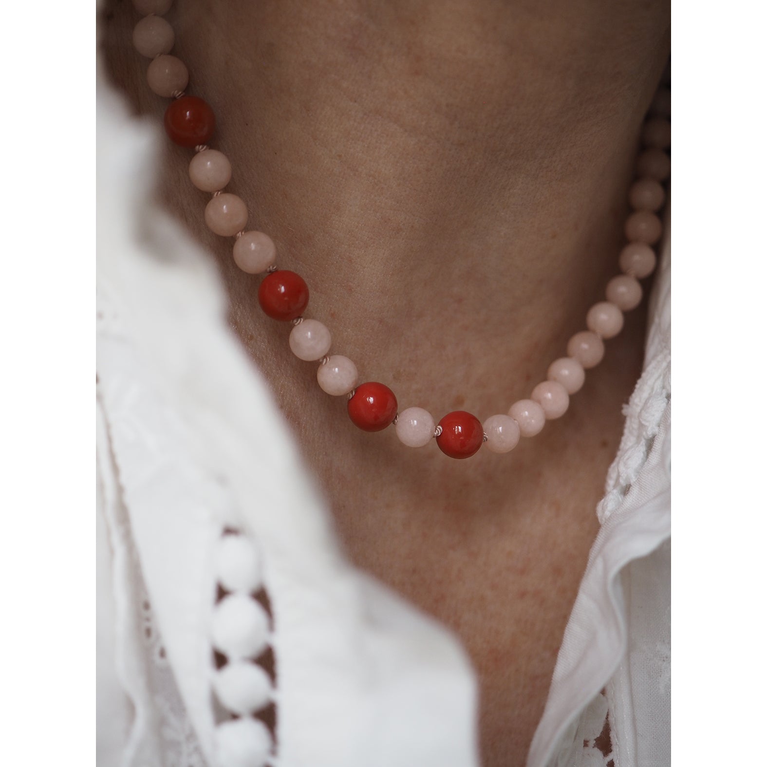 Collana Nodini Rosa Rosso