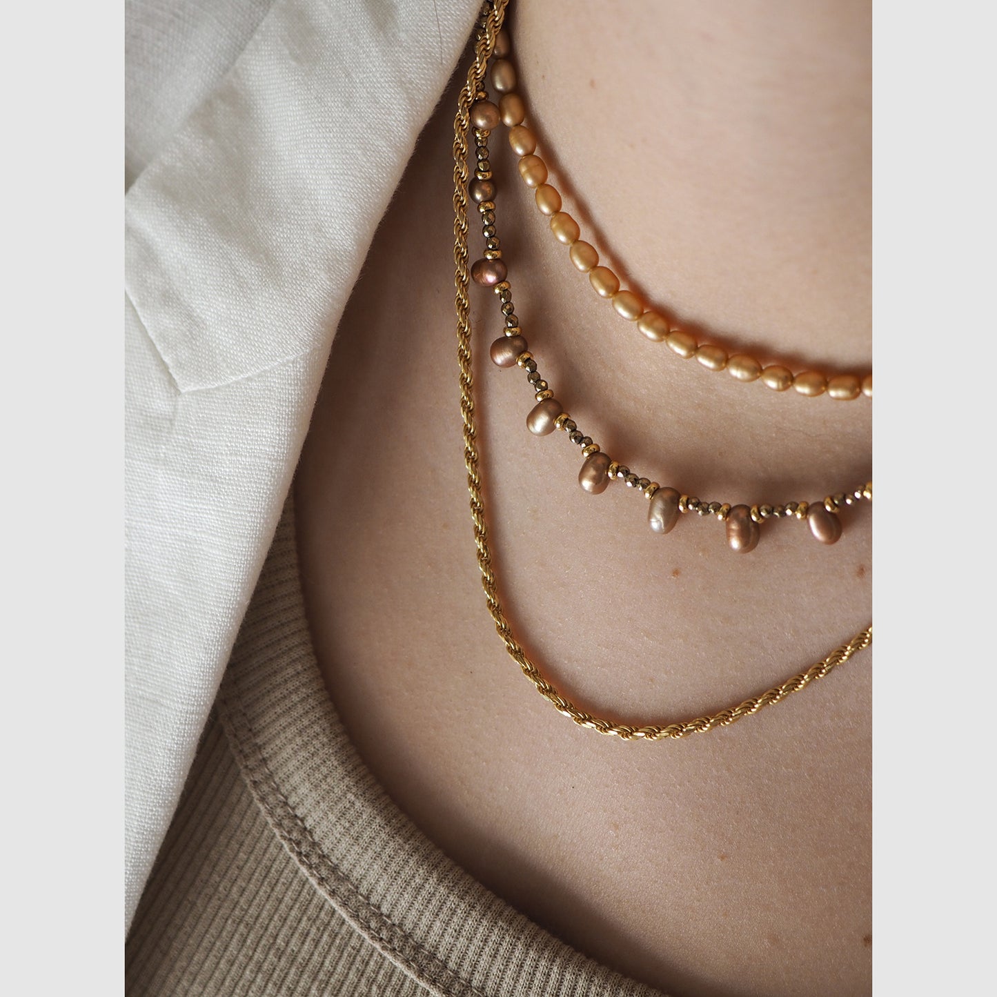 Collana Goccioline Perla bronzo