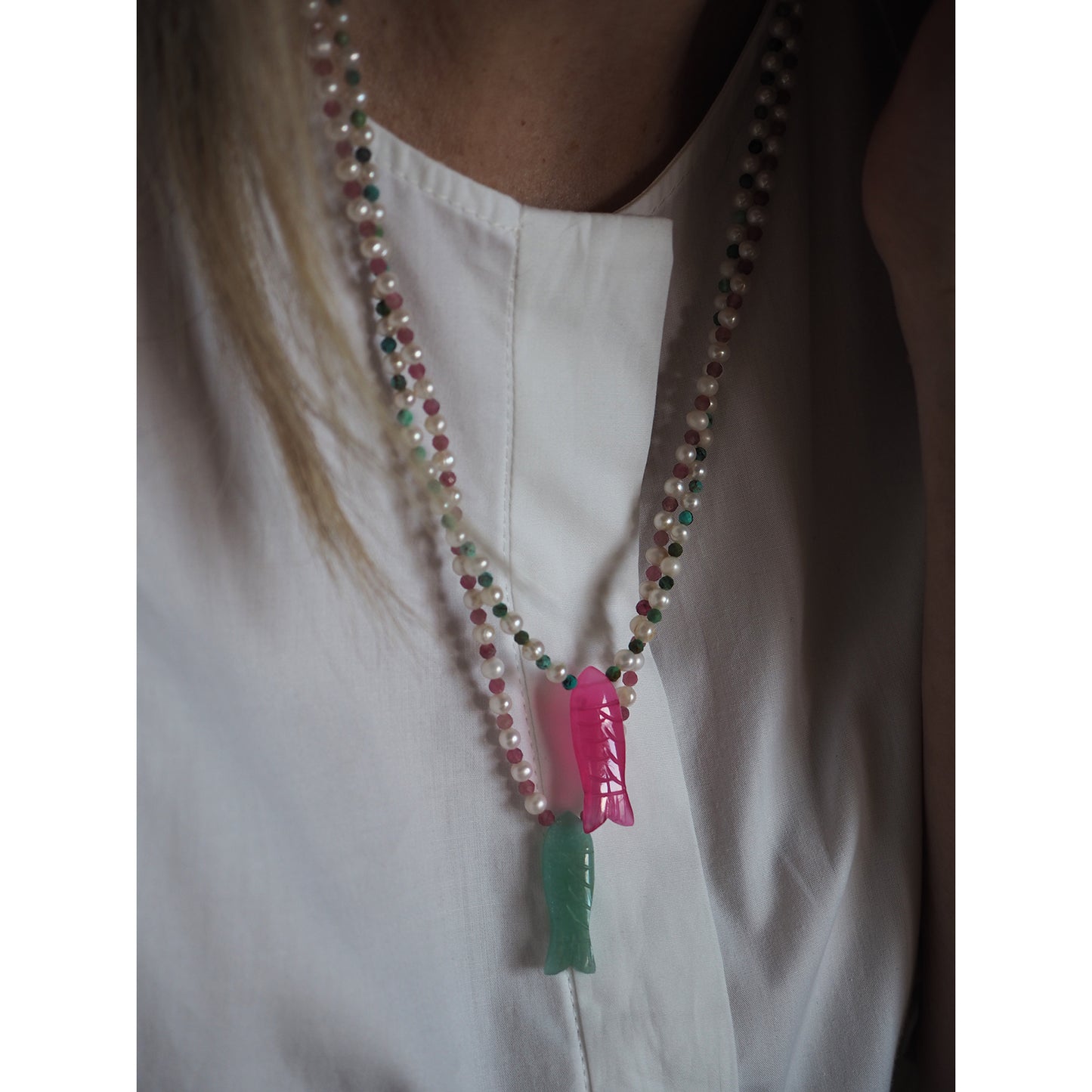 Collana Pesciolina perle amazzonite