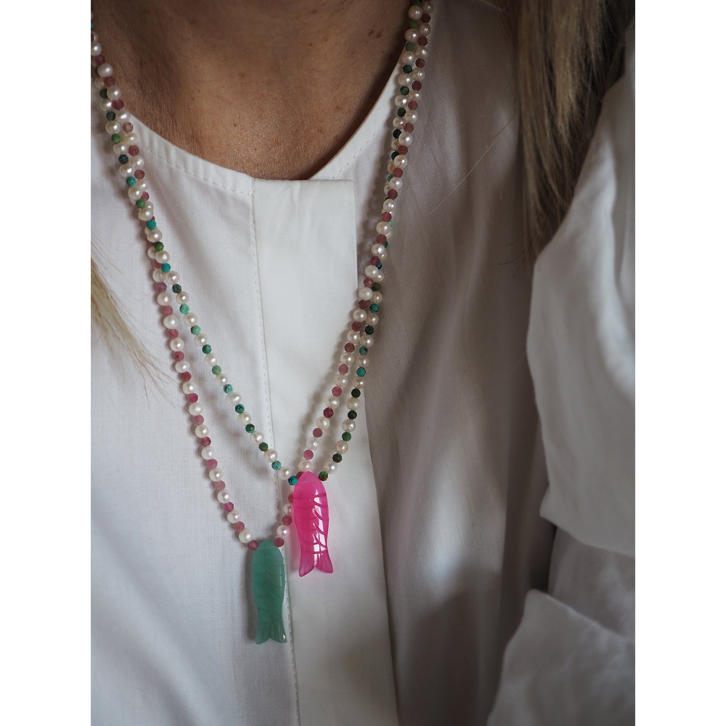 Collana Pesciolina perle amazzonite