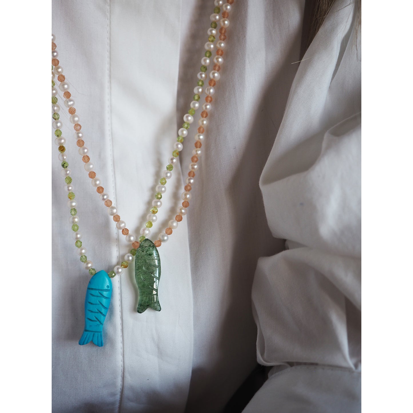 Collana Pesciolina Perle turchese