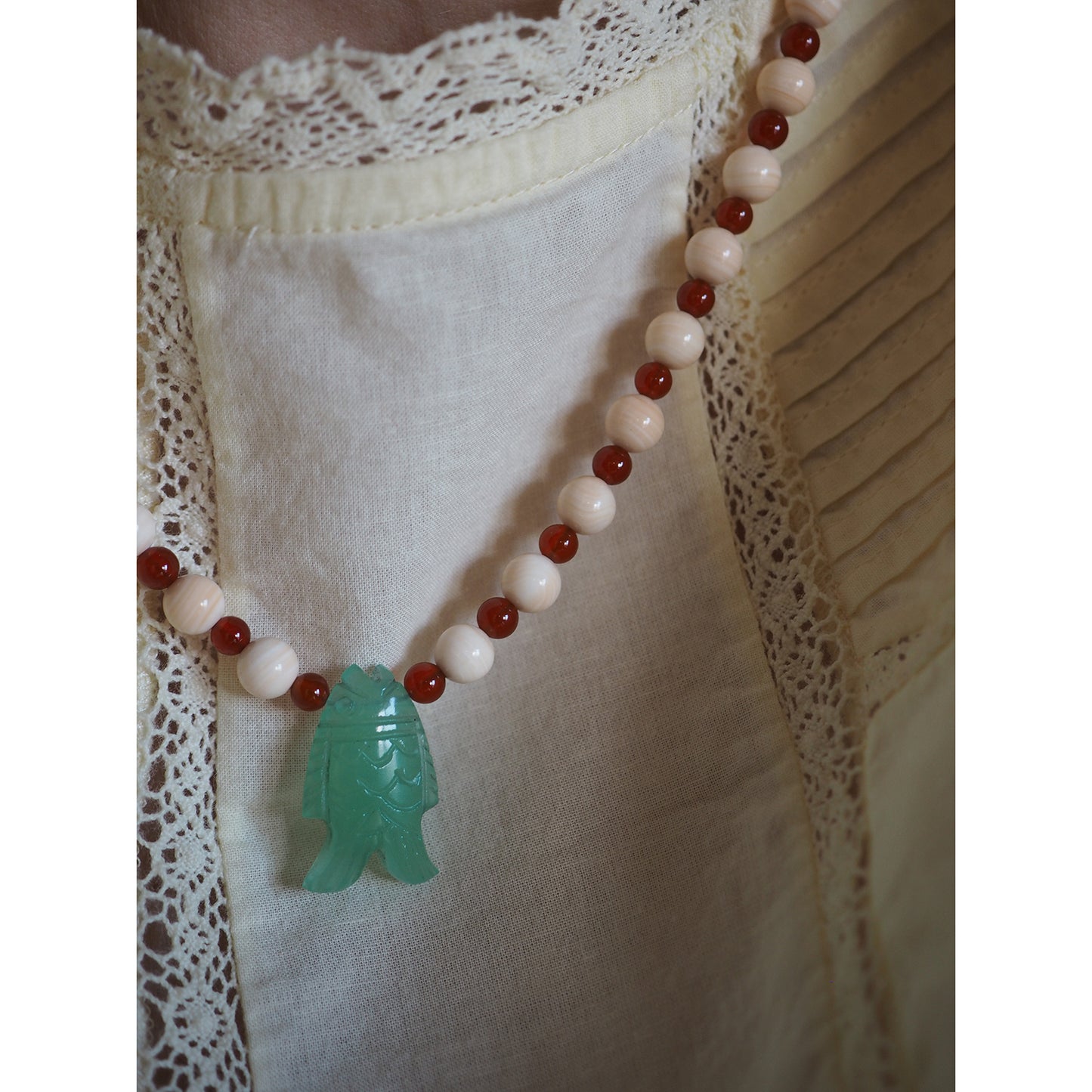 Collana Pesciolina Calcedonio verde