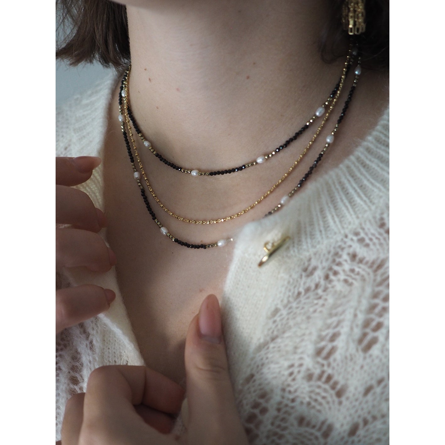 Bracciale multifilo spinello perle