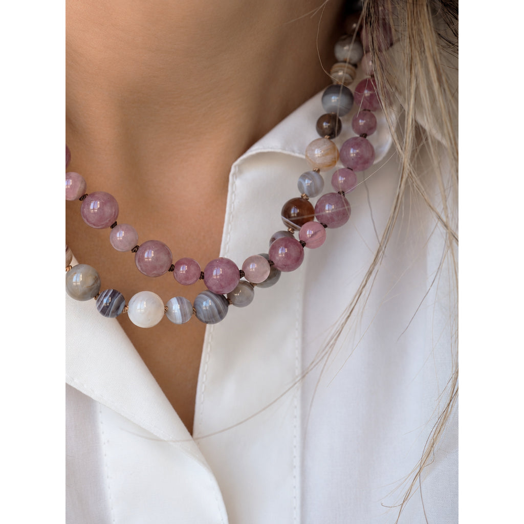 Collana MiniNodini quarzo rosa