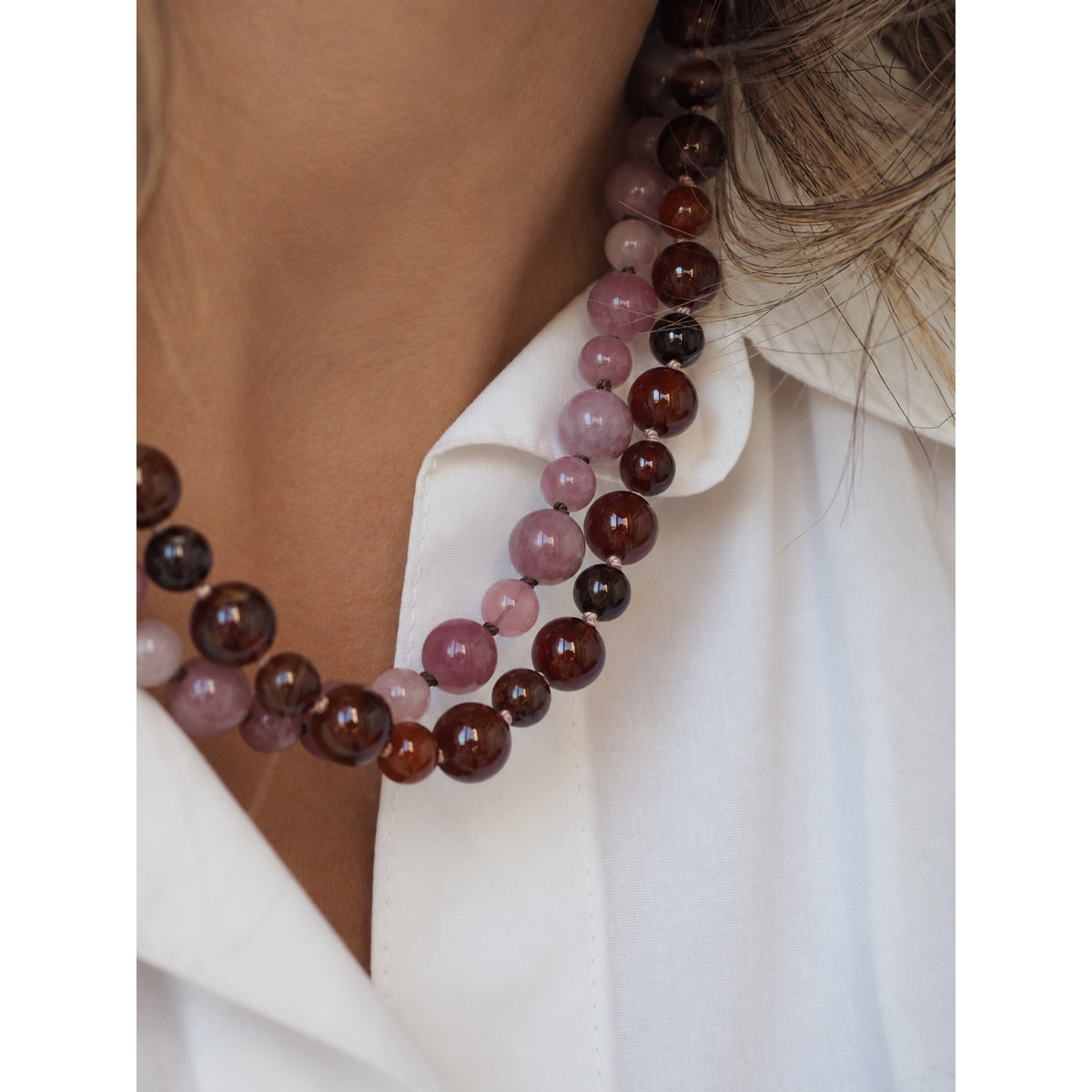 Collana MiniNodini quarzo rosa