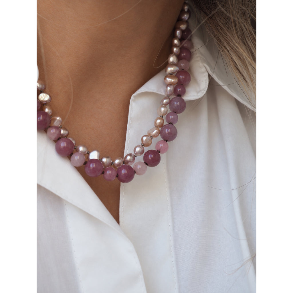 Collana MiniNodini quarzo rosa