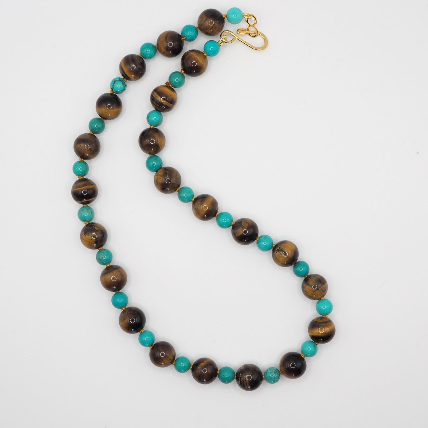 Collana Nodini occhio di tigre turchese