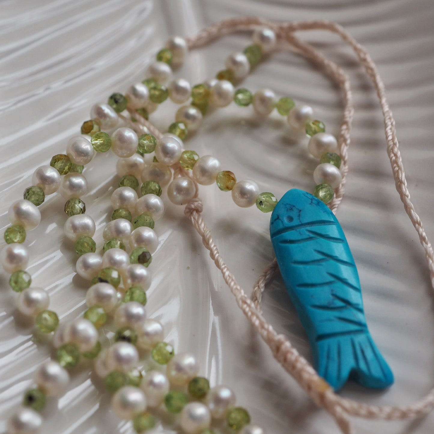 Collana Pesciolina Perle turchese