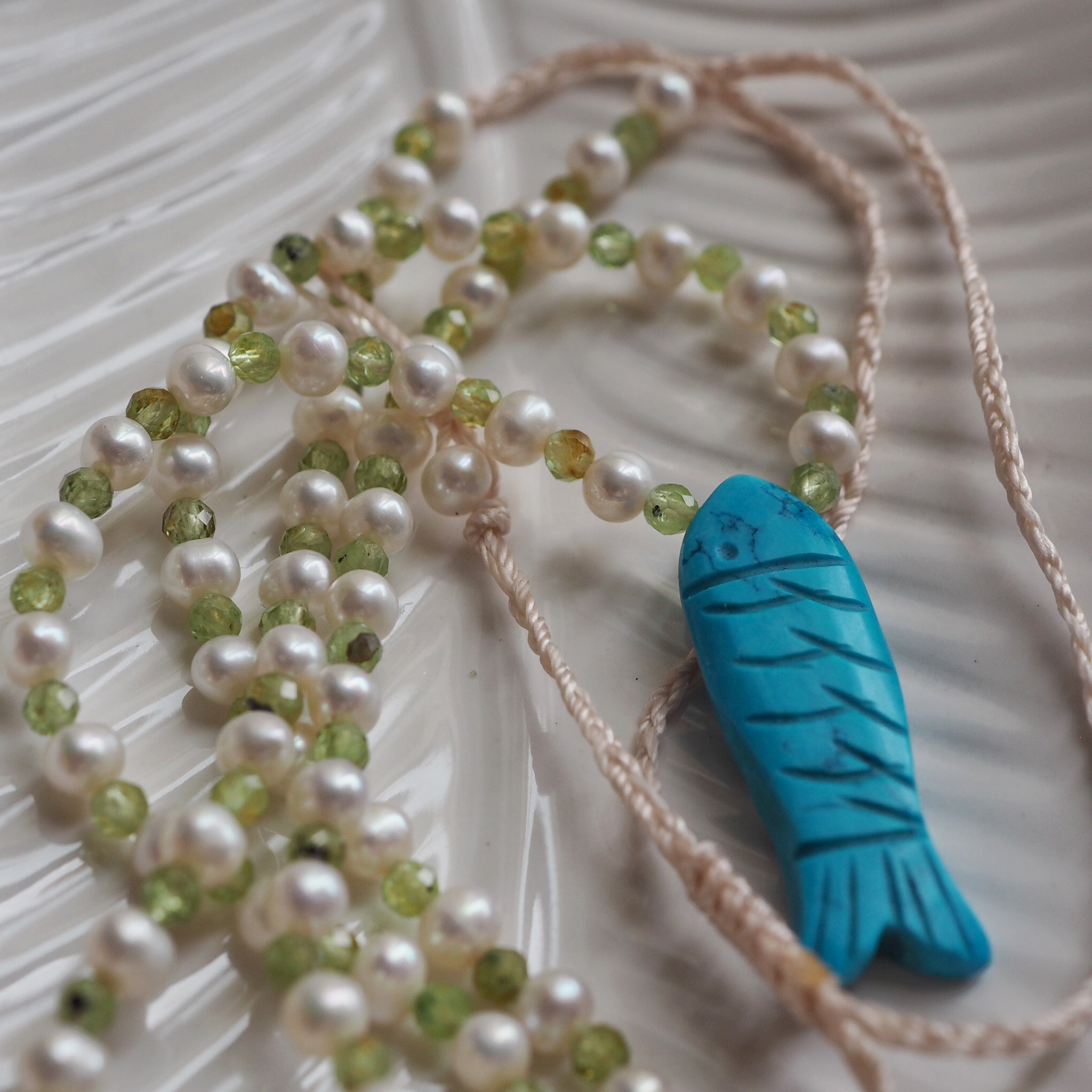 Collana Pesciolina Perle turchese