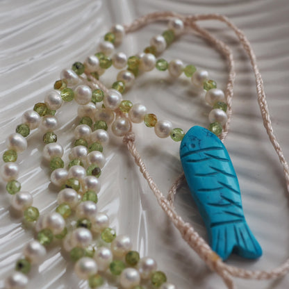 Collana Pesciolina Perle turchese