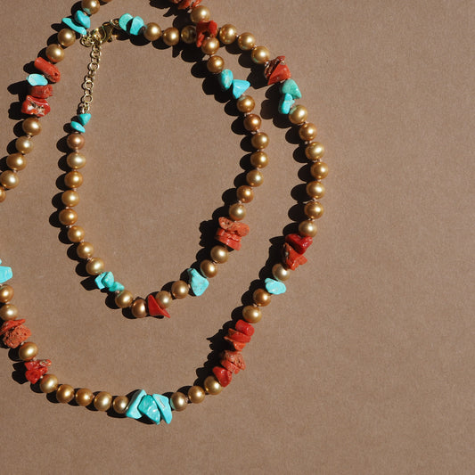 Collana Nodini perle bronzo