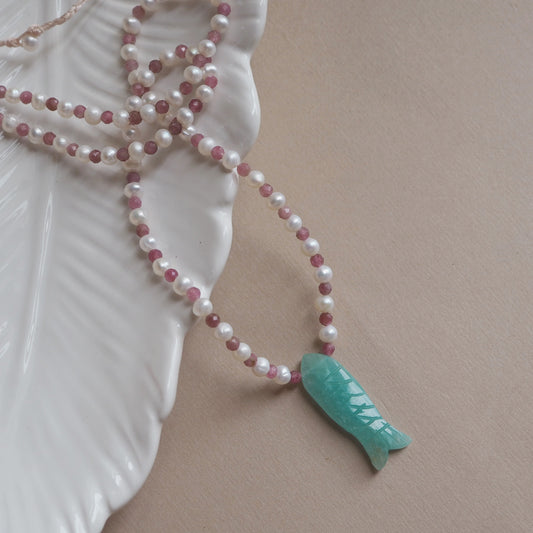 Collana Pesciolina perle amazzonite