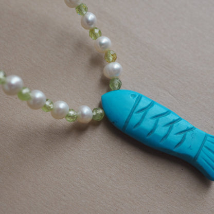 Collana Pesciolina Perle turchese