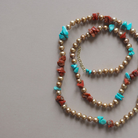 Collana Nodini perle bronzo