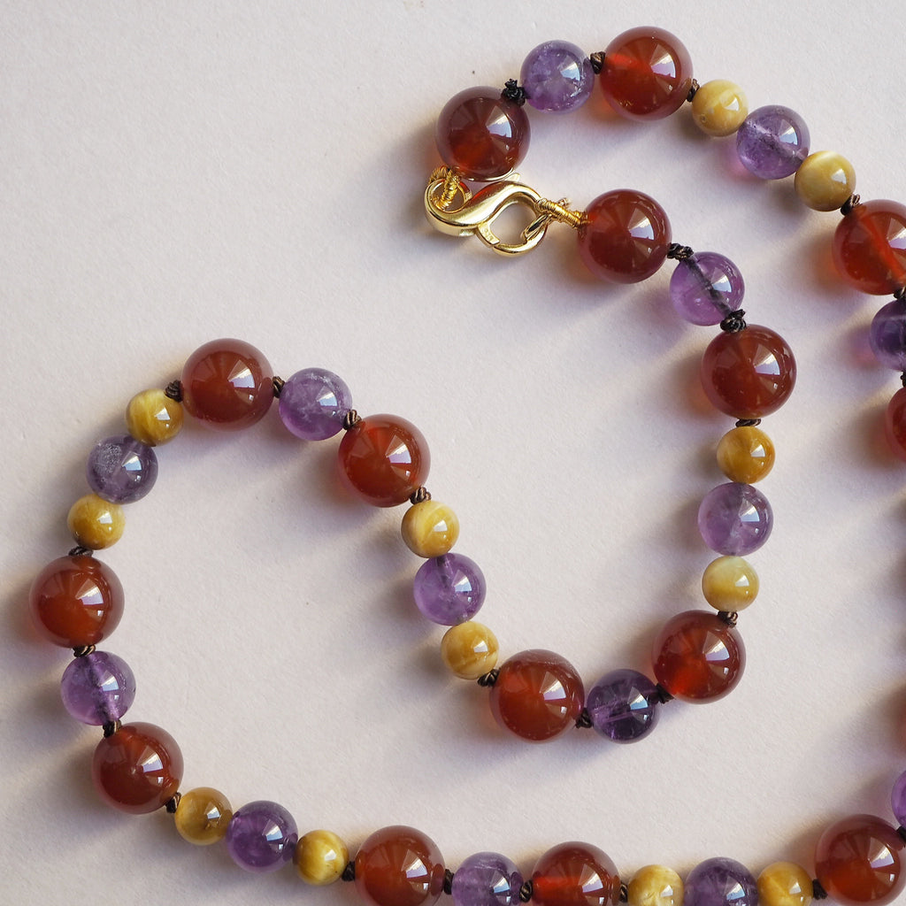 Collana Nodini Corniola Ametista