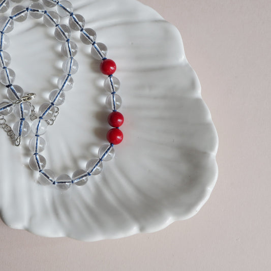 Collana Nodini cristallo corallo